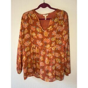 Matilda Jane Boho Orange Floral Lined Blouse